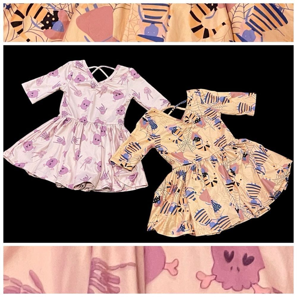 Dot Dot Smile 2 Halloween Theme Twirl Ballerina Dresses Pink Orange 12-24 months